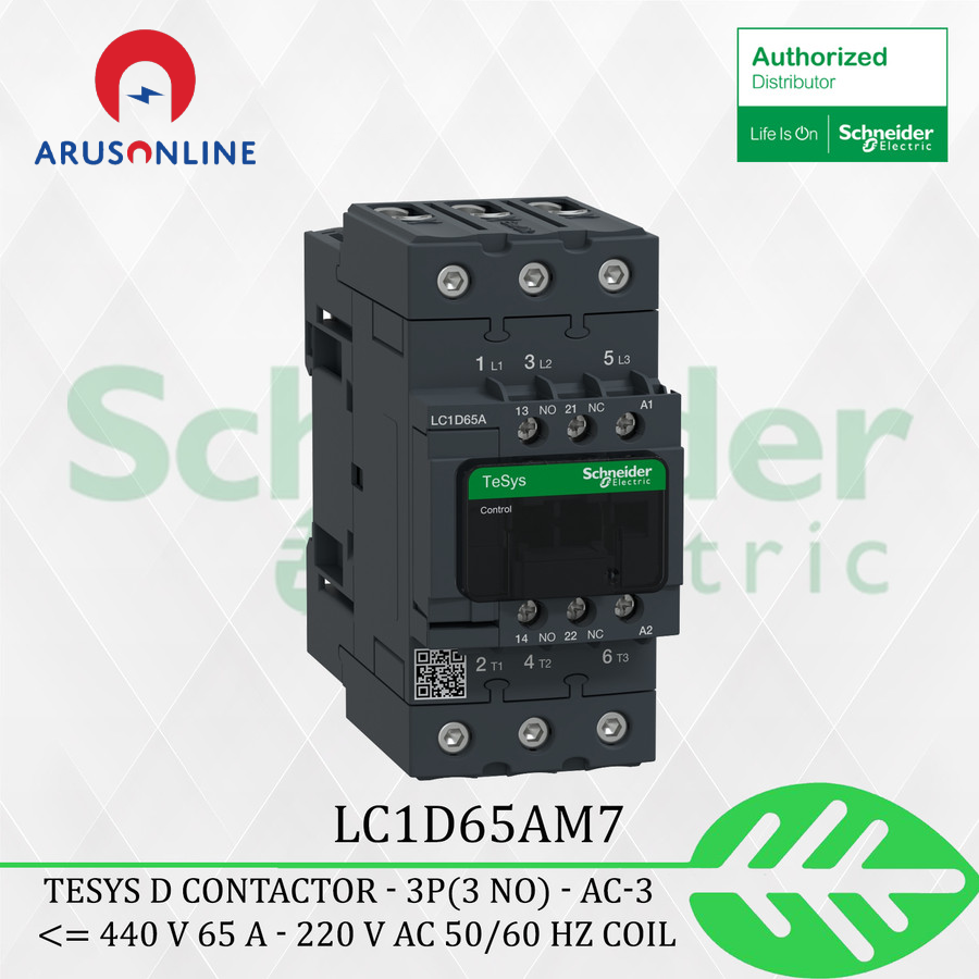 thumbnail image 2 of NOFUEL LC1D65AG7 Replacement Contactor – 120V AC Coil, 3-Pole 65A, NEMA IEC, DIN Rail Mount 2 of 4