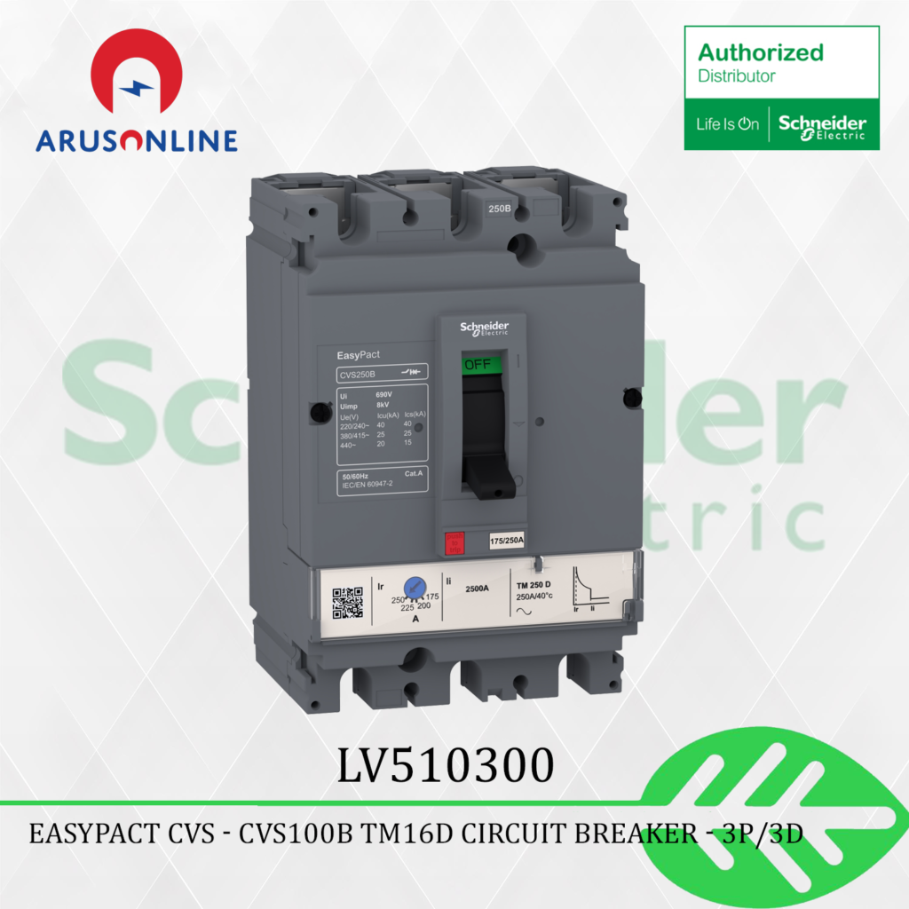 SCHNEIDER - LV510300 - circuit breaker Easypact CVS100B TM16D 3P/3d ...